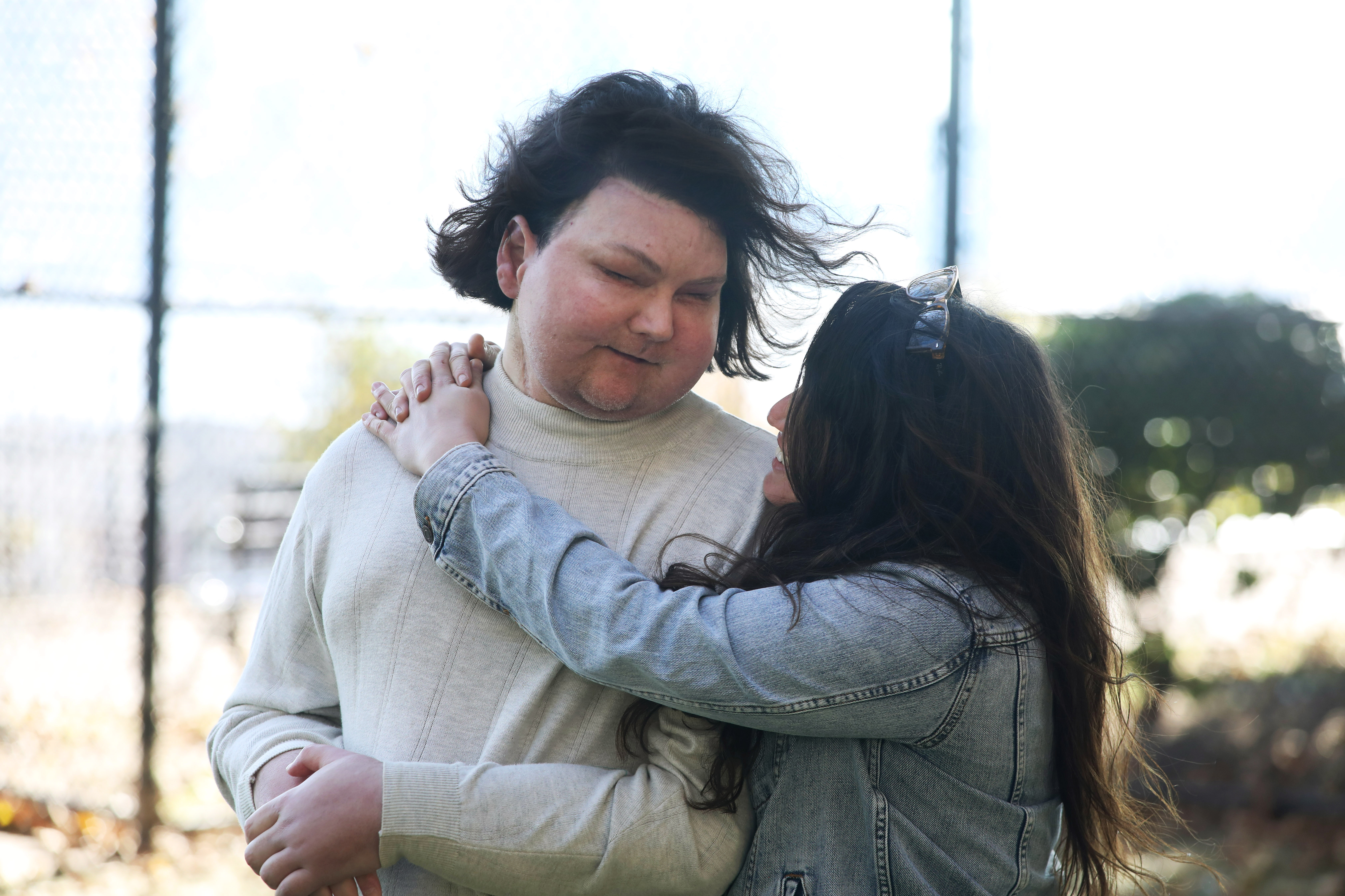 Joe with his girlfriend, Jessica, near their home in North Bergen.